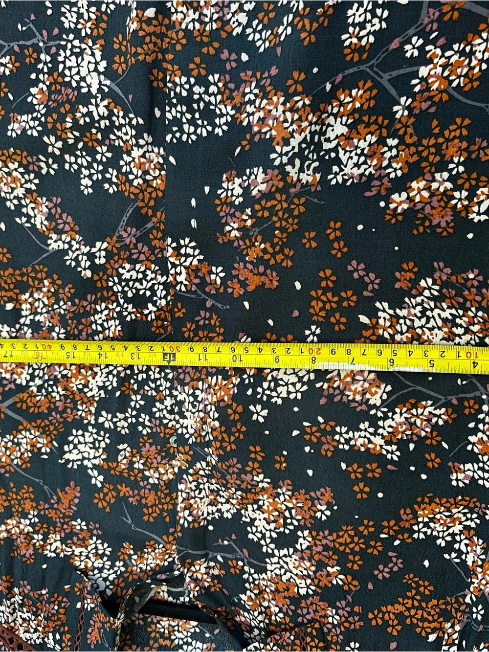 Scotch & Soda Black Floral Button-Front Long Sleeve Dress with Rust Accents
